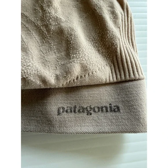 Patagonia Barely Bra Tan Beige Floral Jacquard Racerback Sports Bra Large - Picture 2 of 5